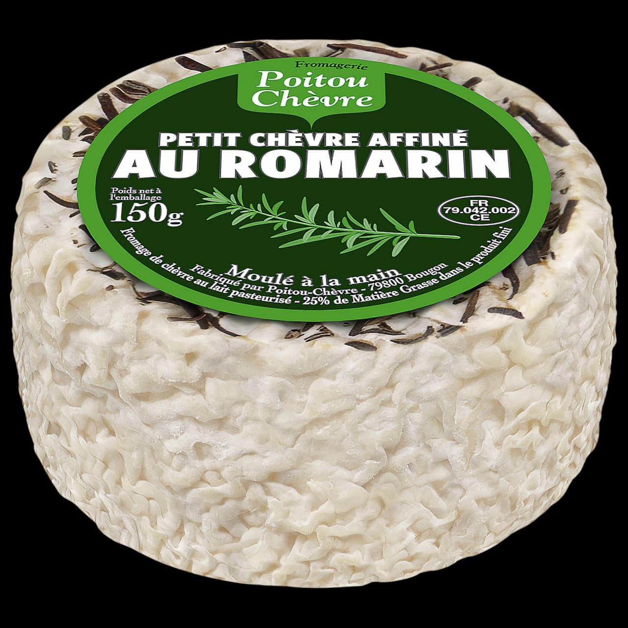 POITOU CHEVRE PETIT CHEVRE AFFINE AU ROMARIN MOULE A LA MAIN COUPE 150G