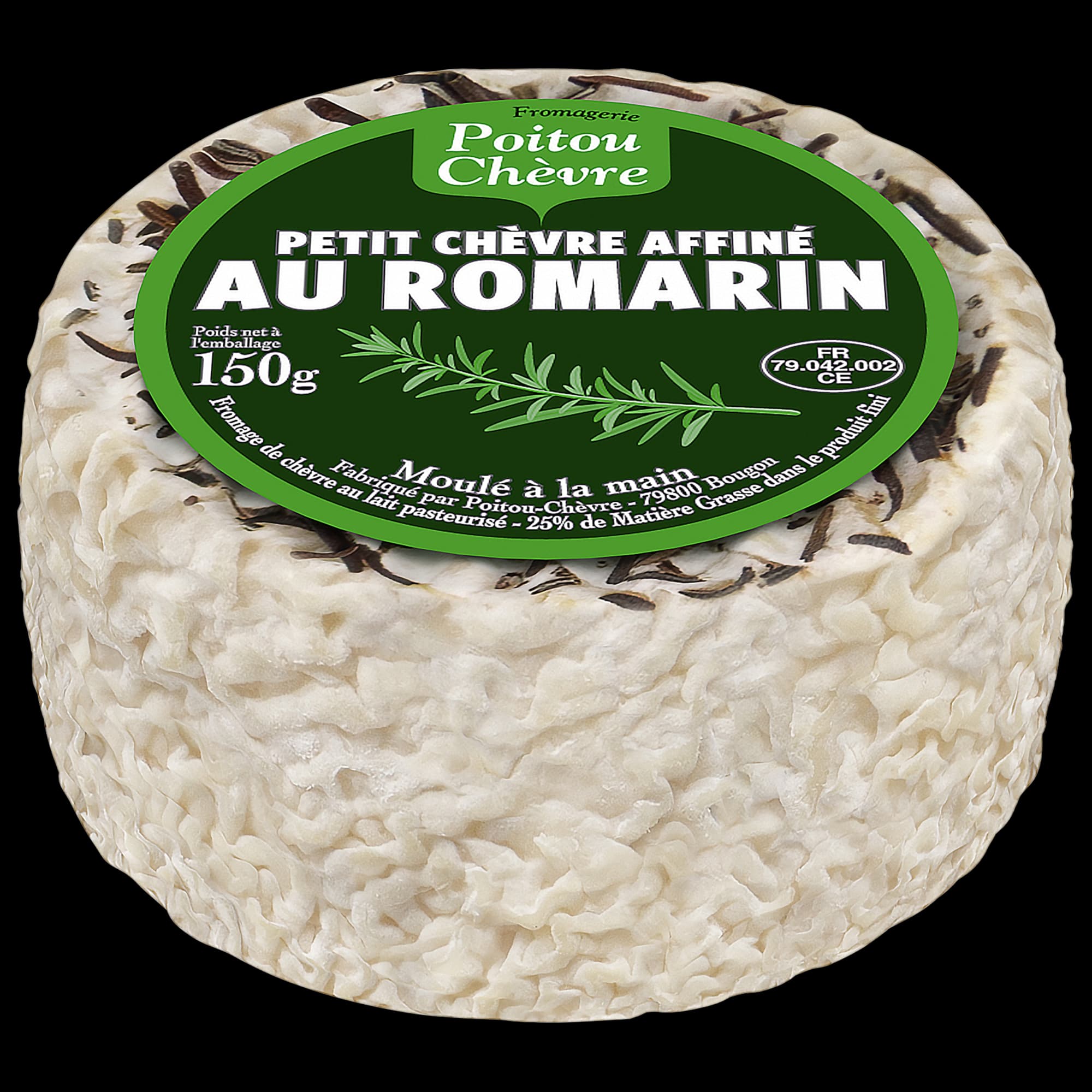 POITOU CHEVRE PETIT CHEVRE AFFINE AU ROMARIN MOULE A LA MAIN COUPE 150G