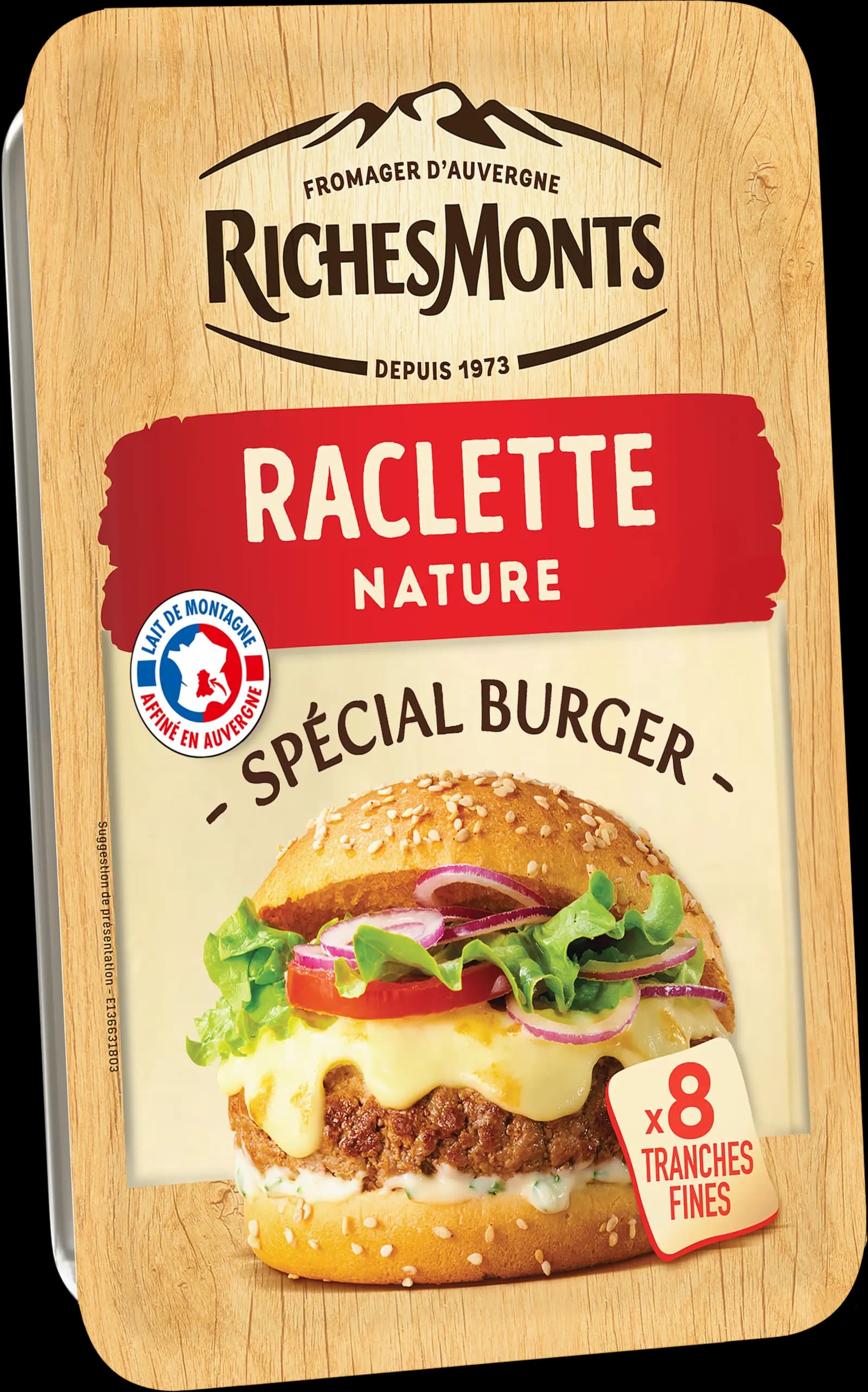 RICHES MONTS TRANCHES RACLETTE NATURE POUR BURGER