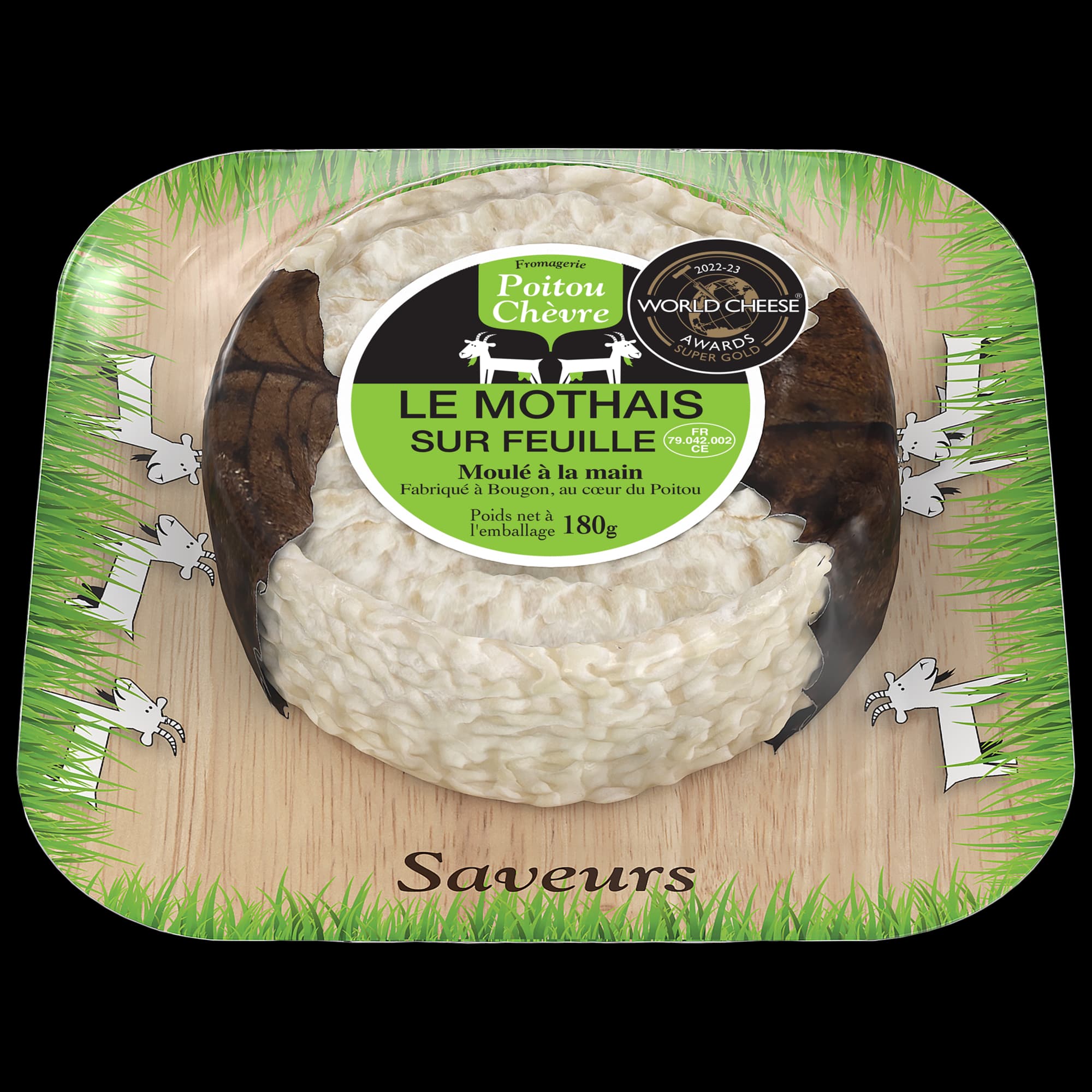 POITOU CHEVRE LE MOTHAIS SUR FEUILLE MOULE A LA MAIN PRE EMBALLE 180G